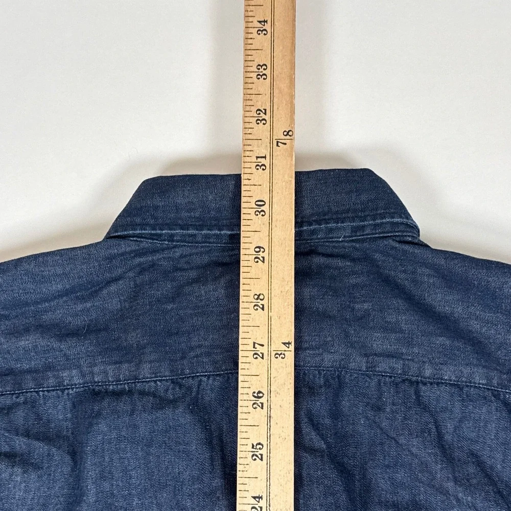 Banana Republic Denim Button Down Mens Large Blue Cotton Linen Blend Workwear